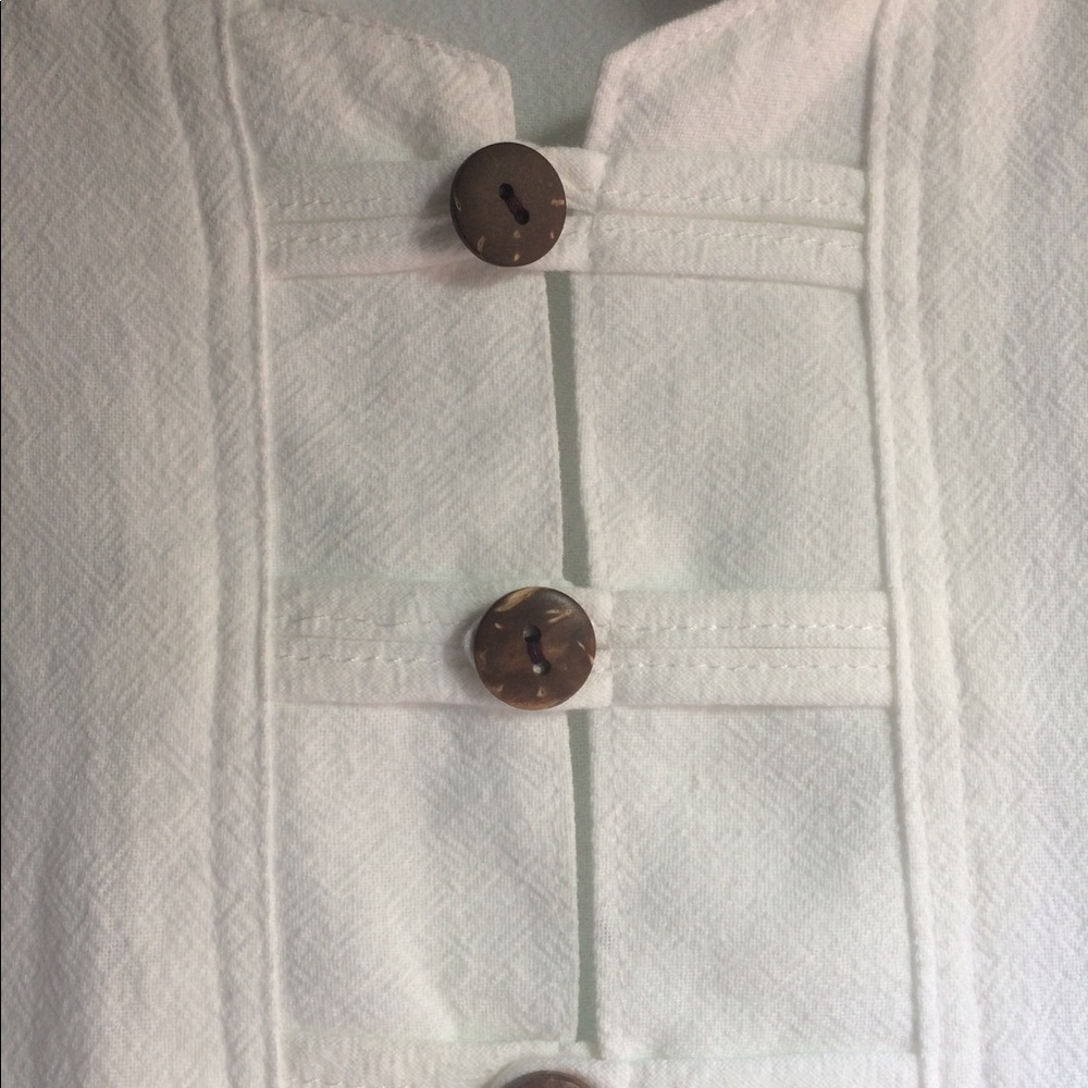 Men White 100 % cotton shirt Mao collar size L